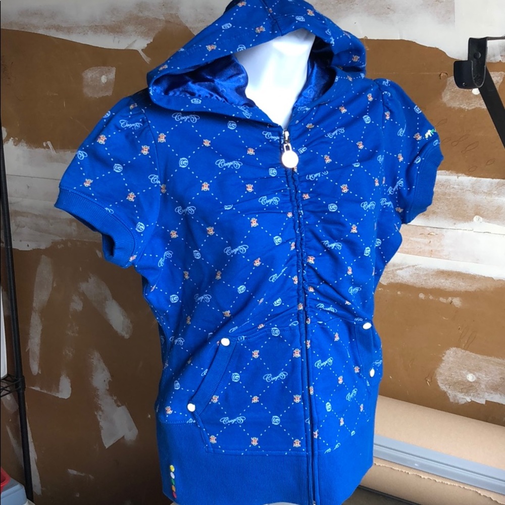 😍New COOGI Short sleeves Hooded Lue Jacket Sz L
